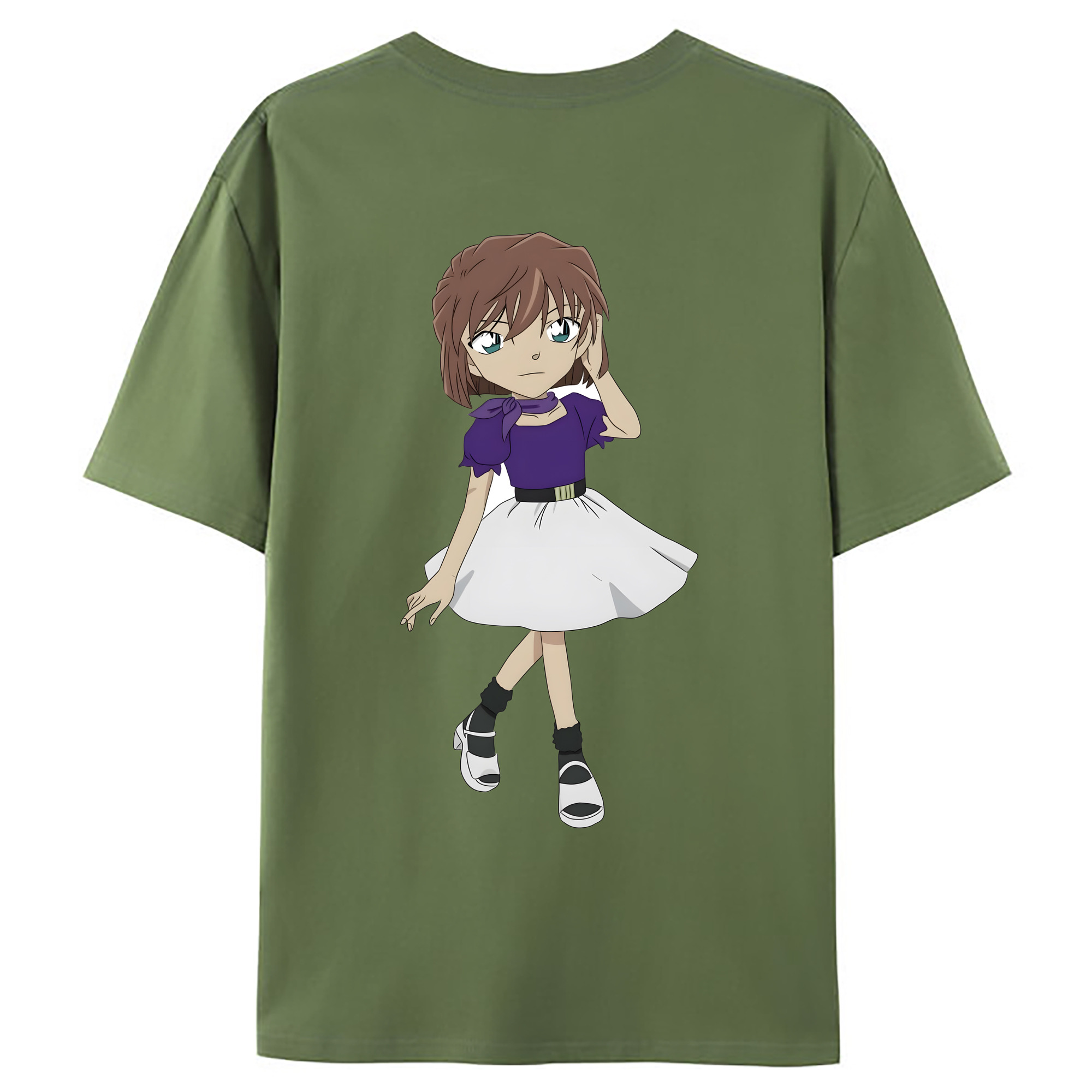 （画像用） 名探偵コナン 灰原 哀 はいばら あい Detective Conan Anita Hailey、Vi Graythorn Haibara Ai 綿100％ メンズ半袖Tシャツ（バックプリント） 通気性